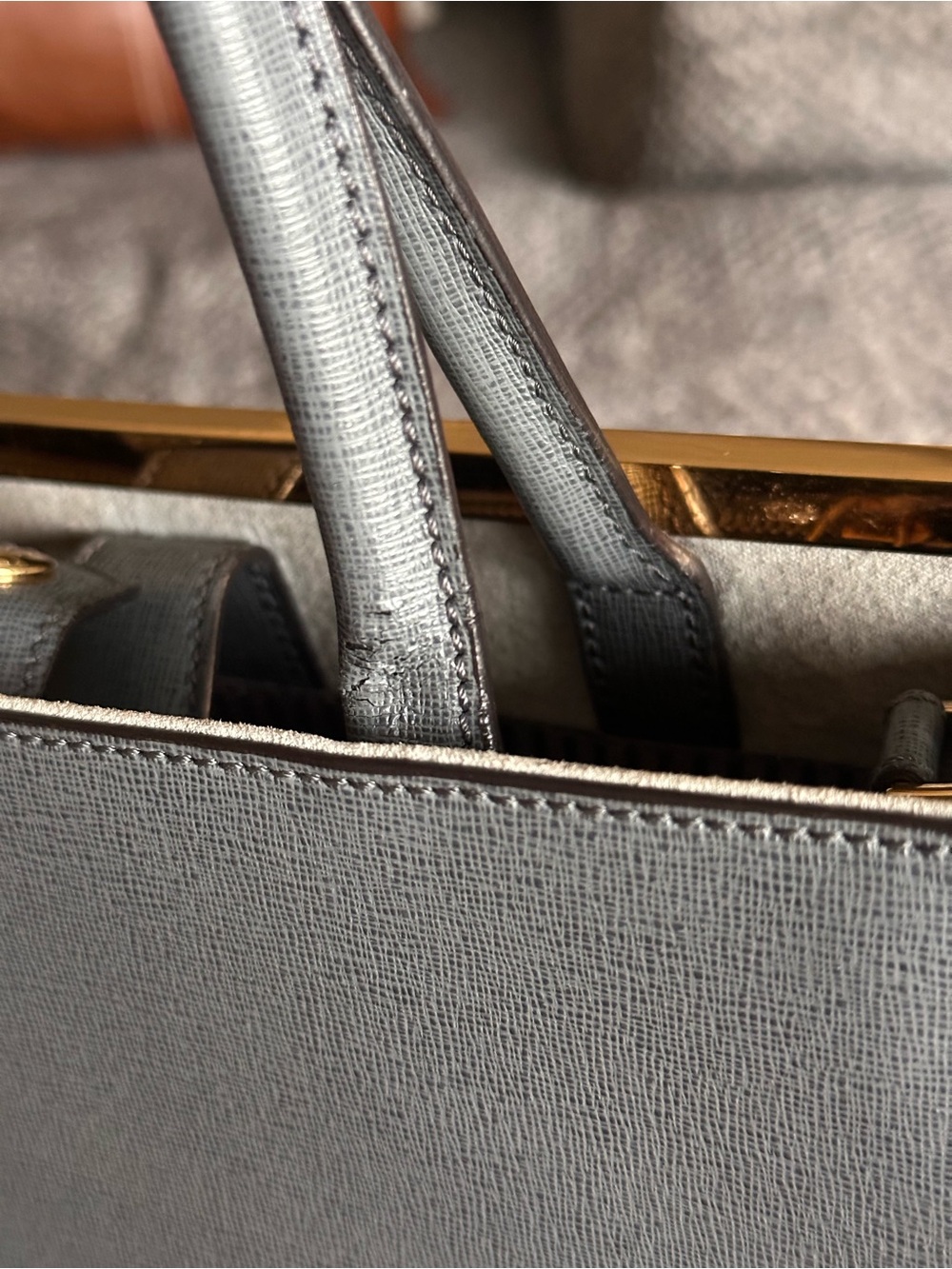 Fendi 2Jours Gray Leather Large Tote Bag Satchel Crossbody Strap Authentic - Picture 11 of 12